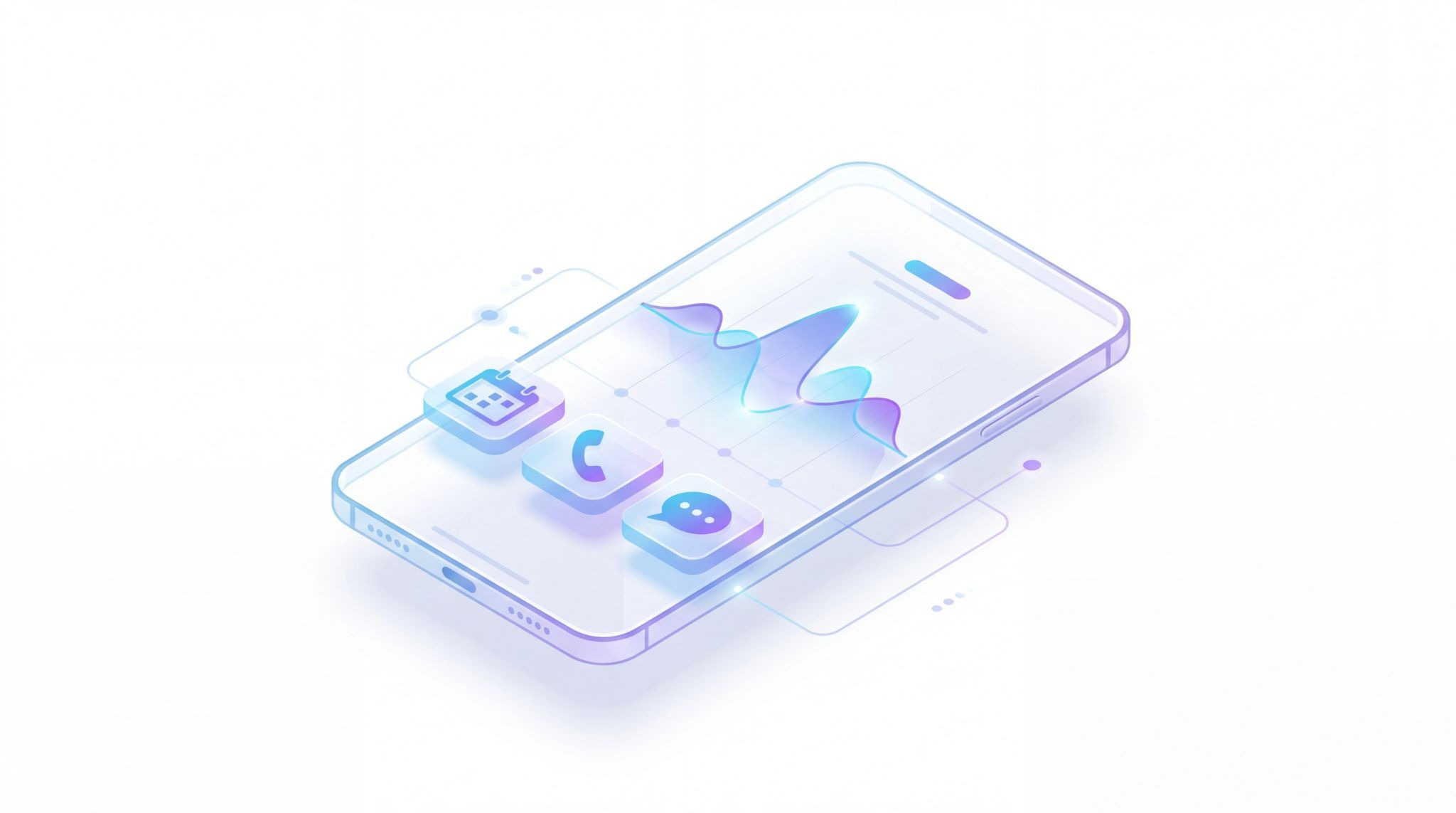 AI phone answering service interface showing voice waveform and automated appointment booking