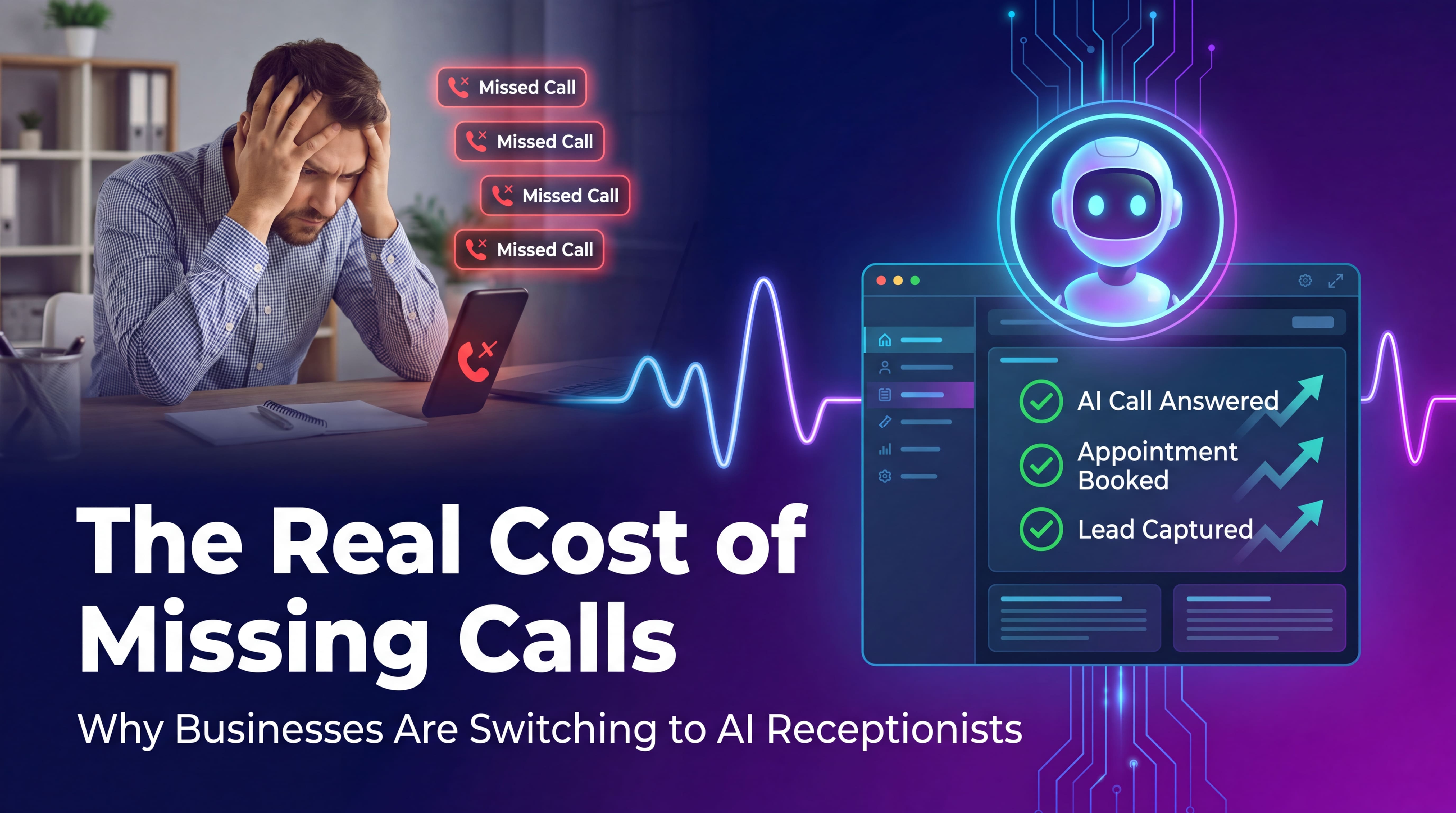 AI phone answering service thumbnail showing smartphone with 24/7 automated call handling for small businesses